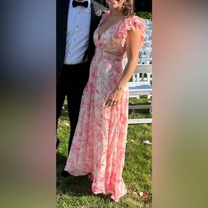 Mac Duggal Pink Floral Gown. Size 4. Worn once!